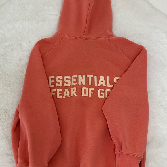 Fear of God Essentials Girls Hoodie – Coral / Salmon Pink - Picture 8 of 12